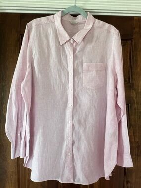 L.L. Bean woman’s Light Pink 100% 2X Linen Button-Down Shirt Lightweight